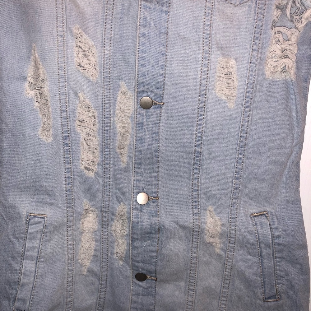 Distressed Longline Denim Vest - Picture 5 of 8